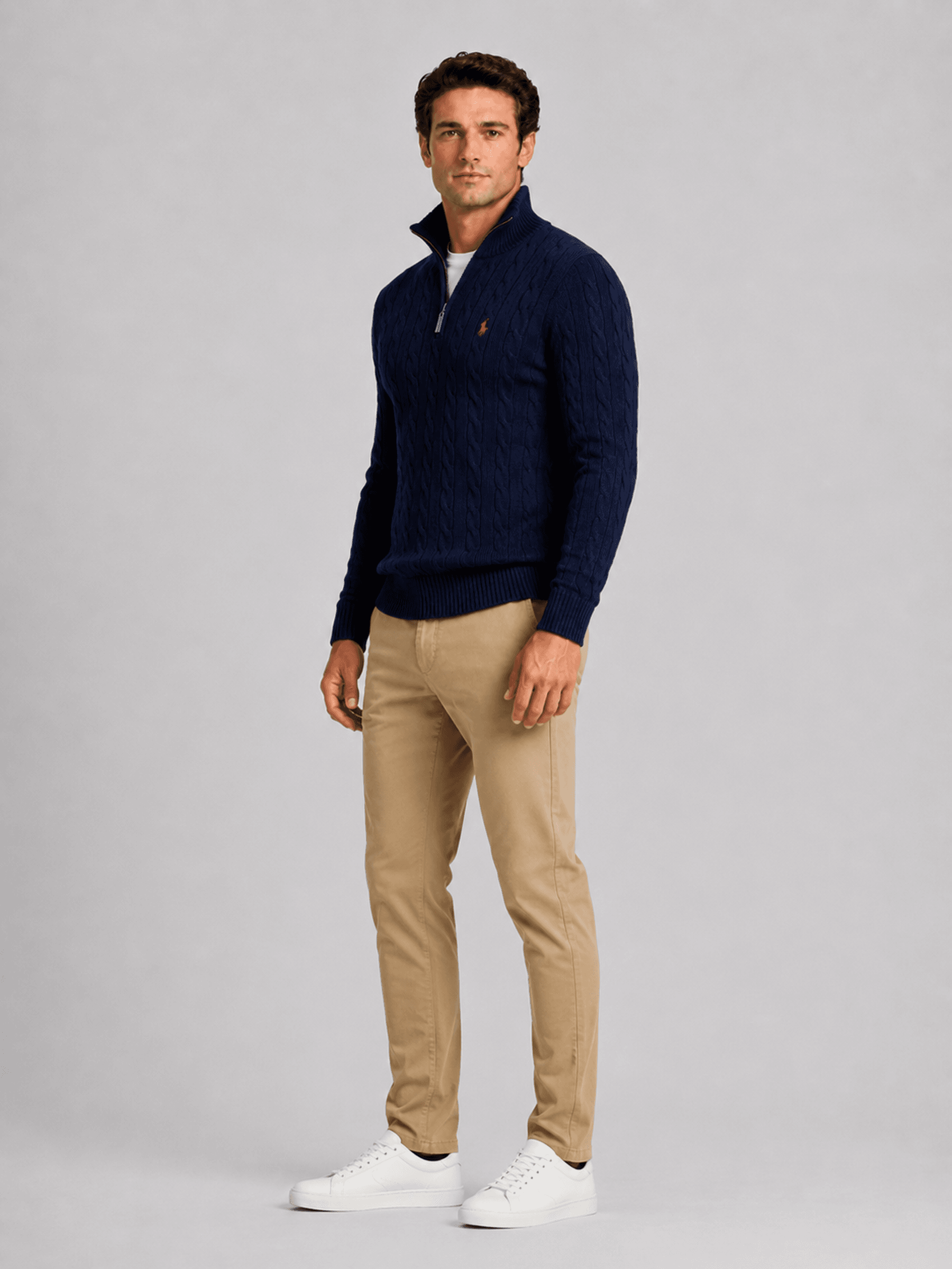 Suéter Ralph Lauren Masculino Trançado Zíper