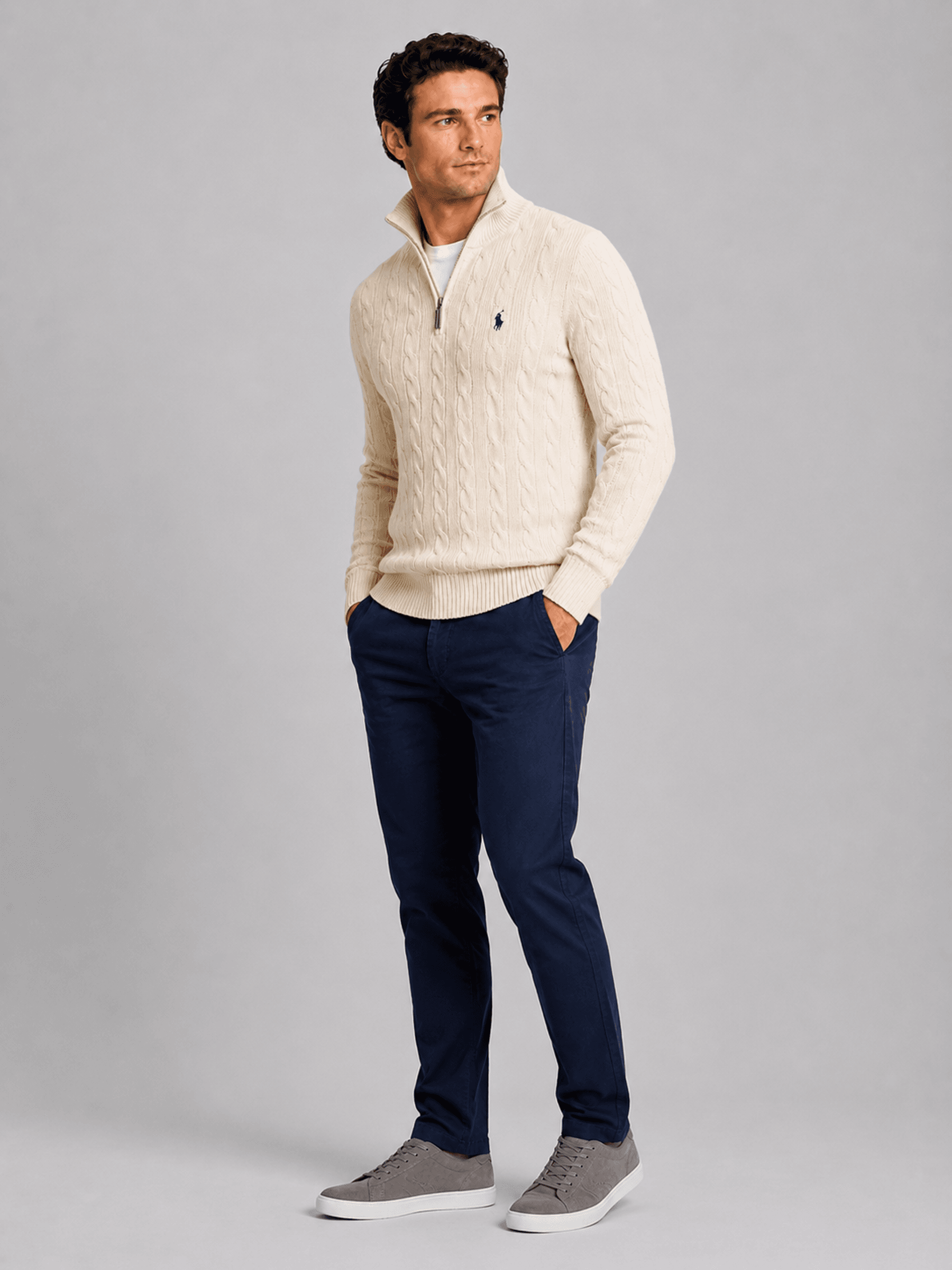 Suéter Ralph Lauren Masculino Trançado Zíper