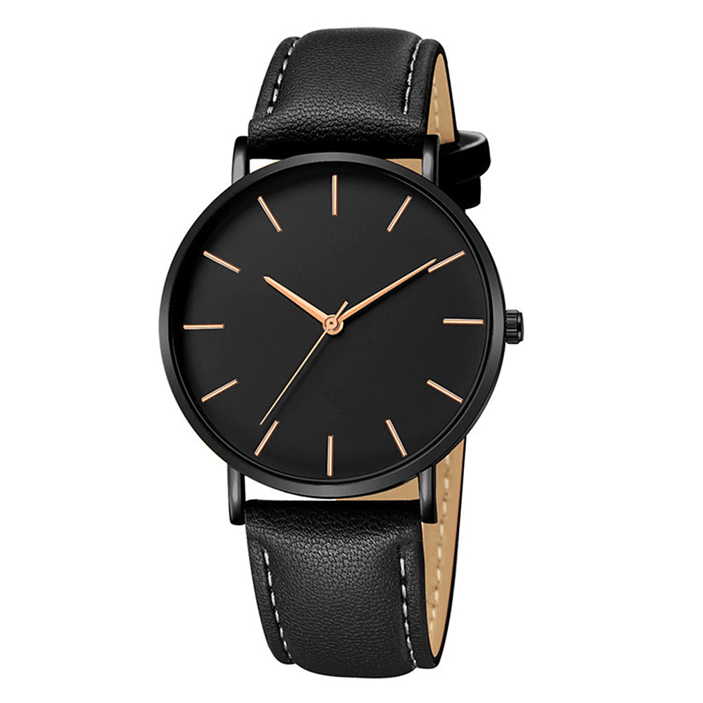 Relógio Minimalista Couro - Elegante