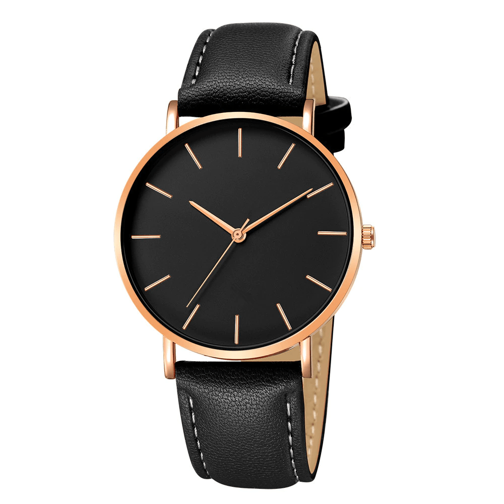 Relógio Minimalista Couro - Elegante