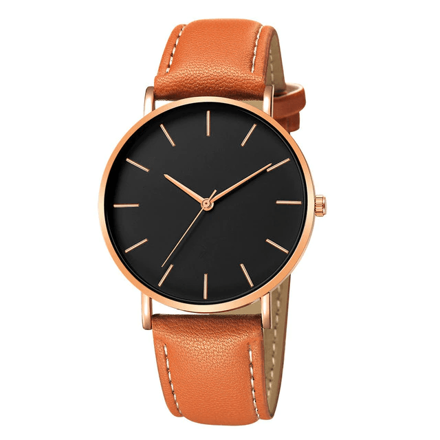 Relógio Minimalista Couro - Elegante