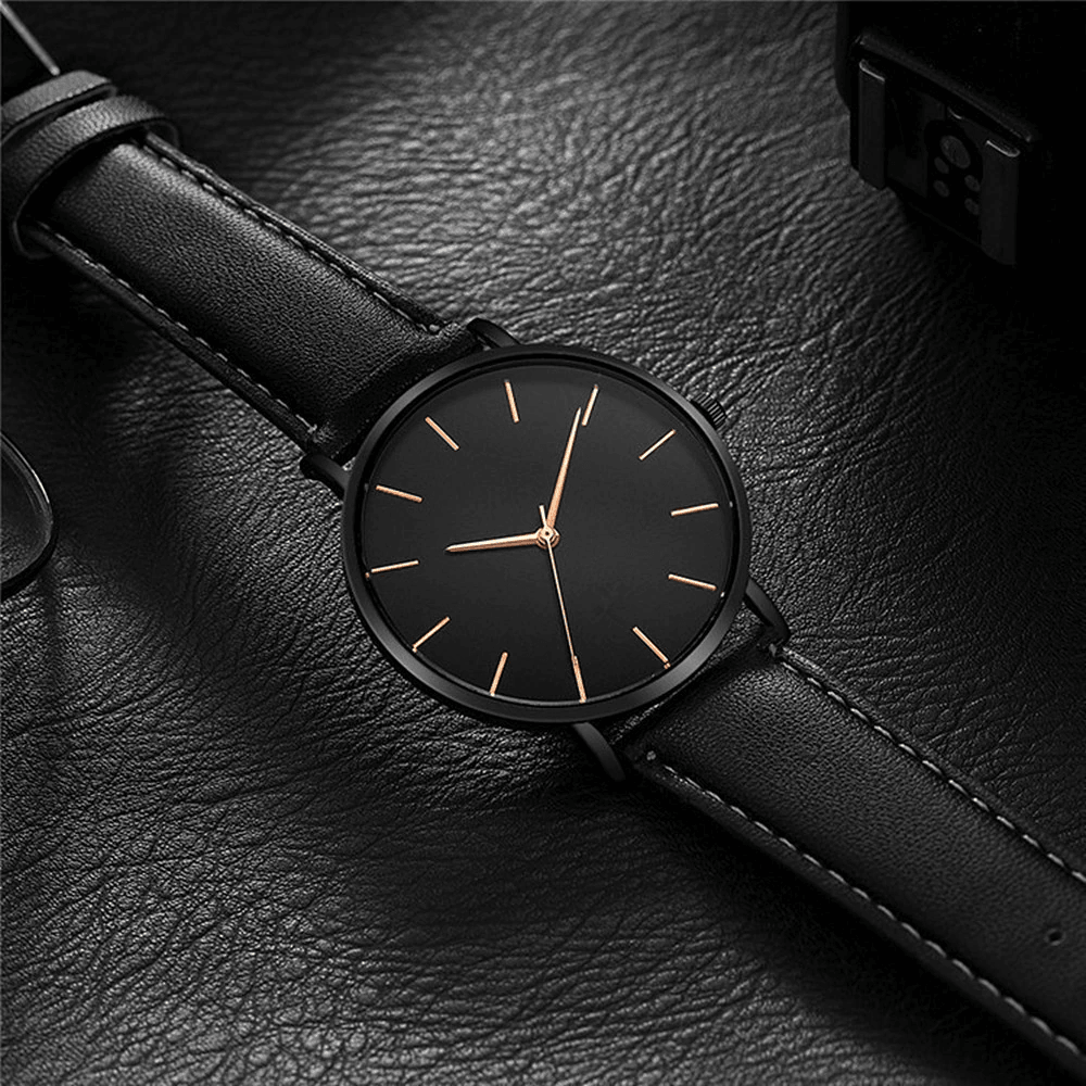 Relógio Minimalista Couro - Elegante