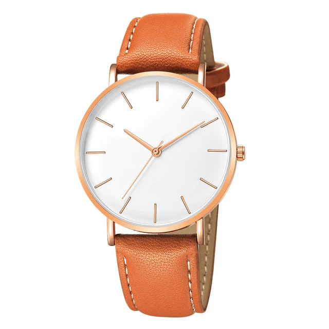 Relógio Minimalista Couro - Elegante