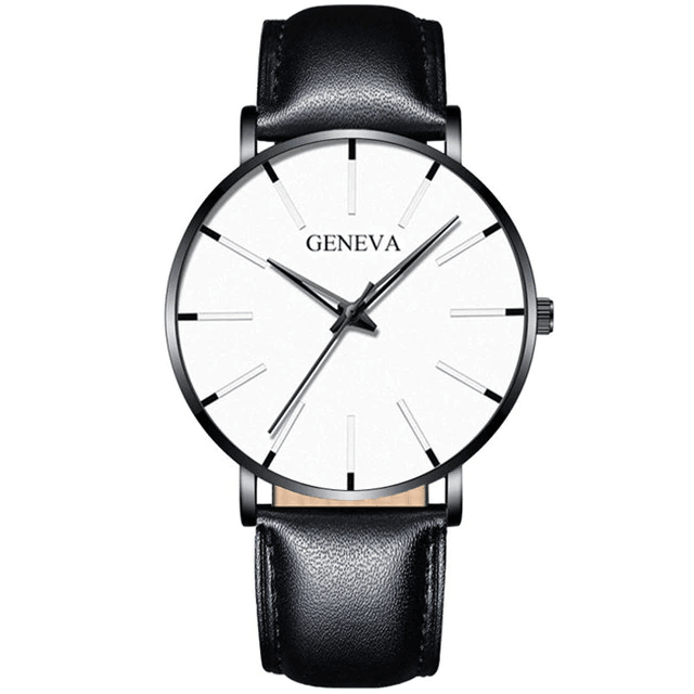 Relógio Masculino de Couro - Geneva - Elegante