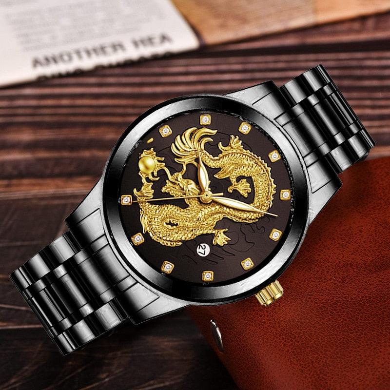 Relógio Dragon Gold - Elegante