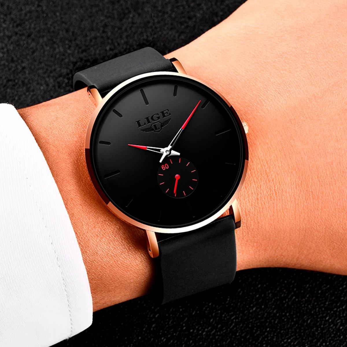 Relógio Minimalista em Aço Inoxidável – Elegance Black - Elegante