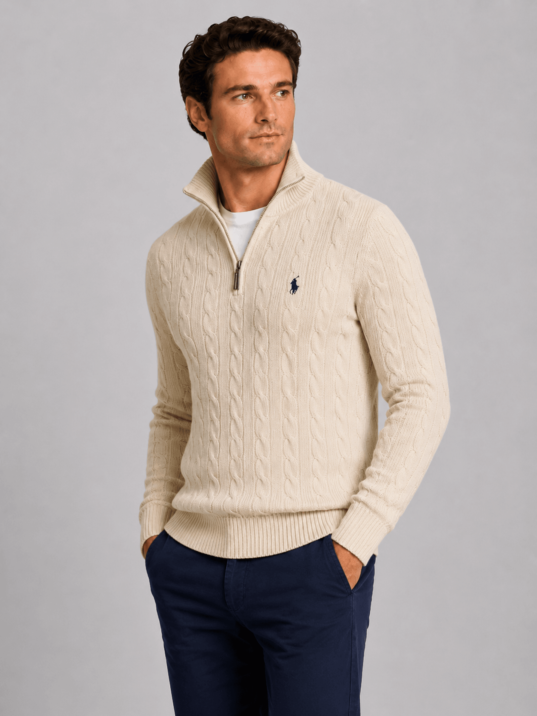 Suéter Ralph Lauren Masculino Trançado Zíper