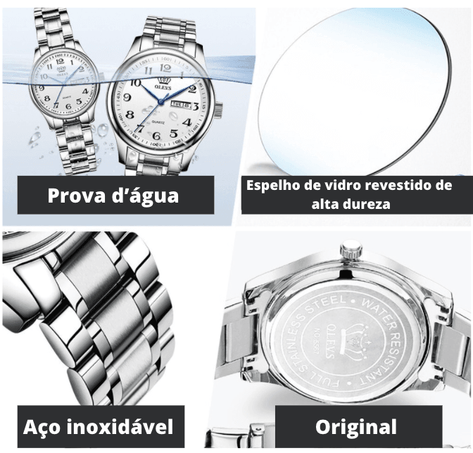 Relógio Casual Masculino OLEVS - Aço inoxidável - Elegante