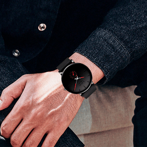 Relógio Minimalista em Aço Inoxidável – Elegance Black - Elegante