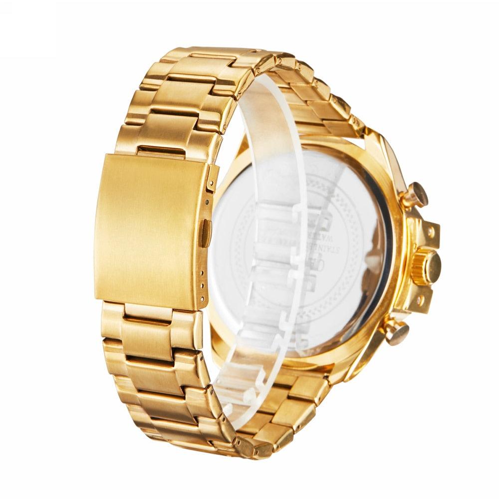 Relógio Casual Masculino Golden Steel Men - Elegante