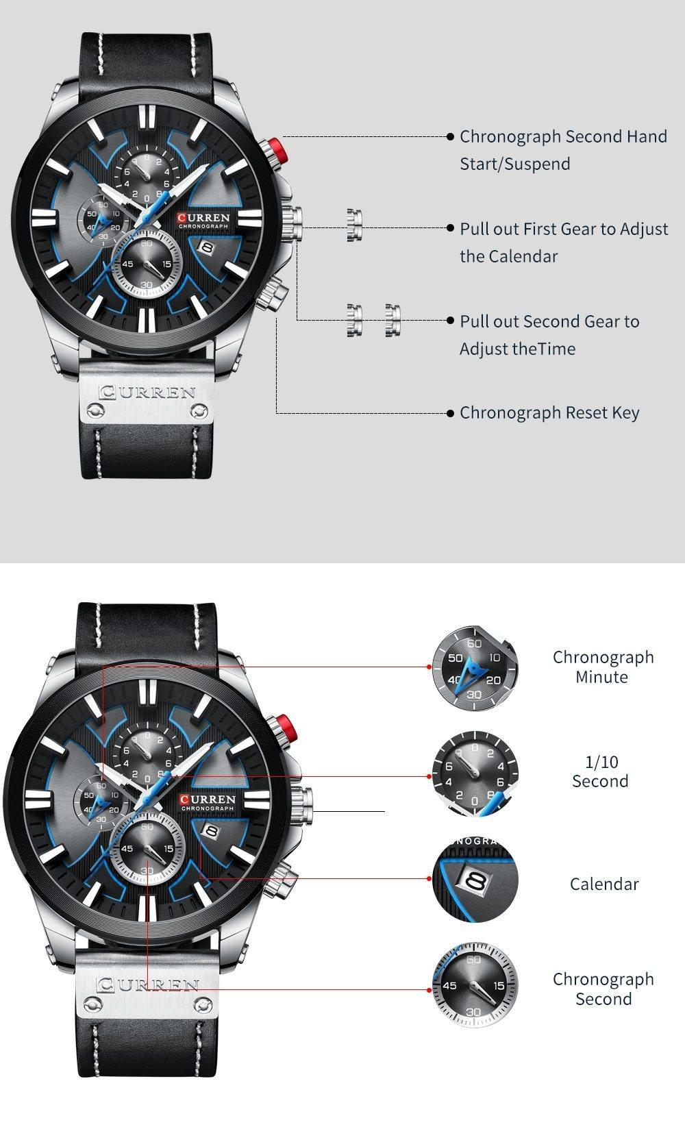 Relógio Casual Masculino Chronograph - Elegante