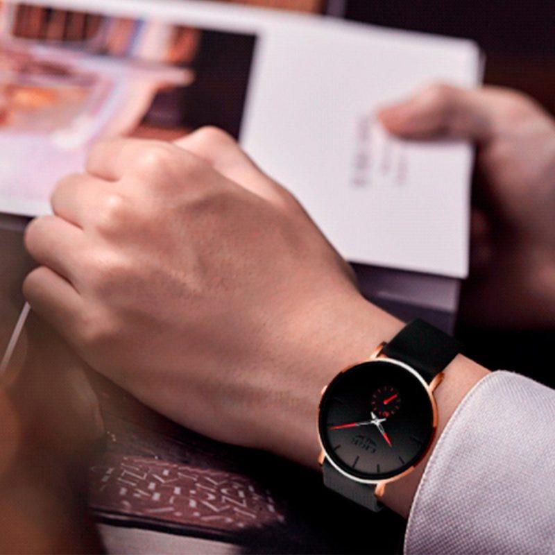 Relógio Minimalista em Aço Inoxidável – Elegance Black - Elegante